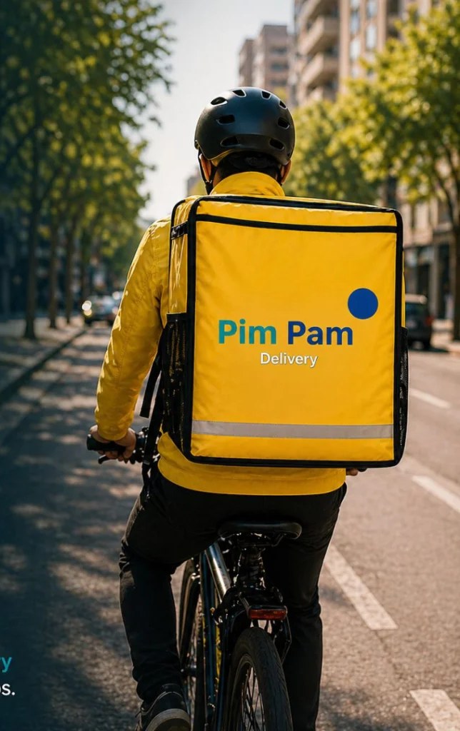 Repartidor de Pim Pam Delivery en bici